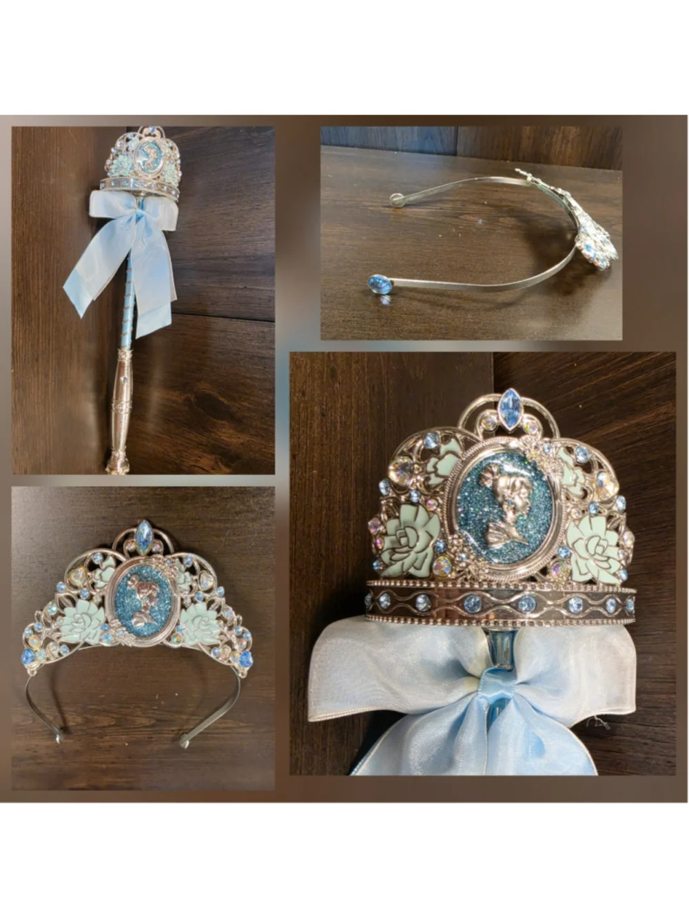 SET Disney Princess CINDERELLA Costume Cosplay Wand Tiara Shoes Halloween SZ 13